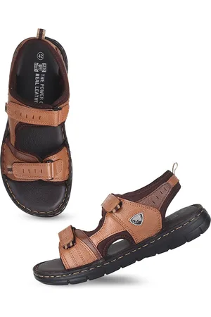 Red Chief Men Leather Comfort Sandals With Velcro Closure
