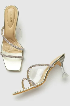 Marc Loire Gold-Toned Embellished PU Party Peep Toes
