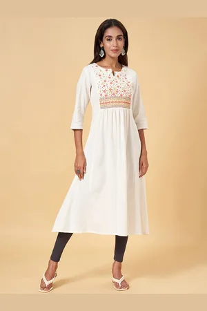 Pantaloons Floral Yoke Design A-Line Cotton Kurta