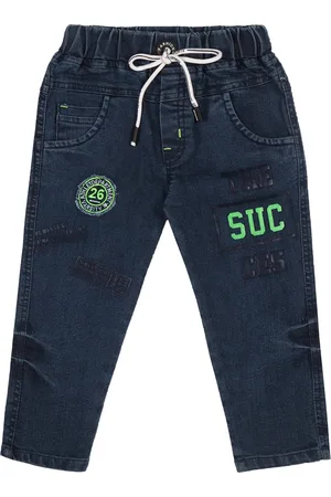 Wish Karo Boys Classic Typography Printed Cotton Jeans