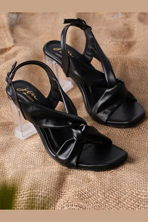 JM Looks Twisted Block Heels With Buckle Closure
