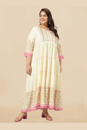 Mirchi Fashion Plus Size Floral Printed Sequinned Fit And Flare Maxi Ethnic Dress