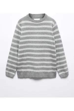 MANGO Boys Horizontally Striped Knitted Pullover
