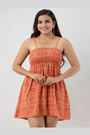 BAESD Floral Printed Gathered & Pleated Smocked Fit & Flare Dress
