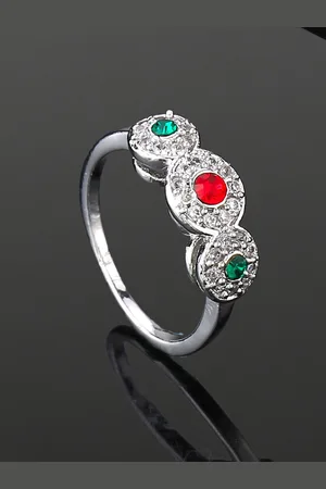 ESTELE Rhodium Plated Cubic Zirconia Studded Finger Ring