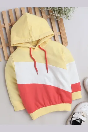 BUMZEE Boys Colourblocked Hooded Cotton Sweatshirt