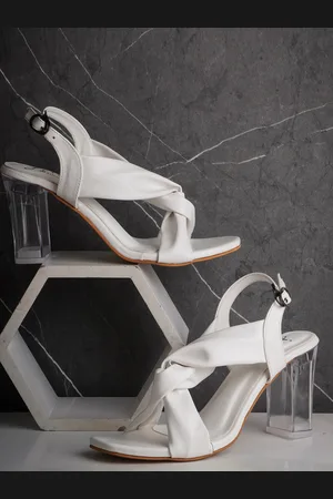 JM Looks Twisted Block Heels With Buckle Closure