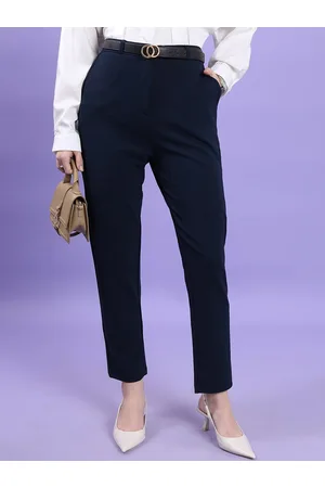Tokyo Talkies Women Slim Fit High-Rise Formal Trousers