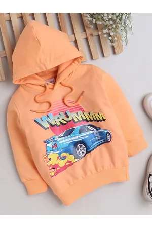 BUMZEE Boys Graphic Printed Hooded Cotton Sweatshirt