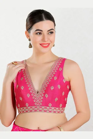 SALWAR STUDIO Embroidered Silk Saree Blouse