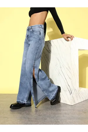 DressBerry Women Cool Blue Wide Leg Upgraded Denims Stretchable Jeans