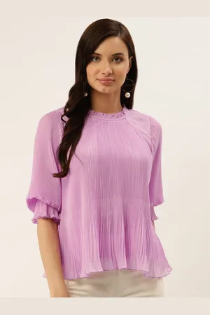 Antheaa Lavender Accordion Pleat A-Line Top