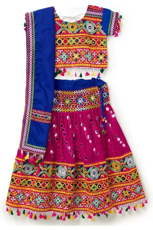 Banjara Girls Embroidered Cotton Ready to Wear Lehenga & Blouse With Dupatta