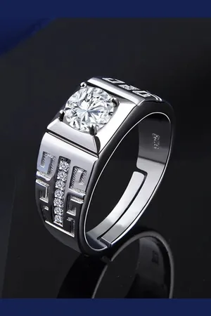 Meenaz Men Set Of 2 Silver-Plated AD Studded Adjustable Finger Rings