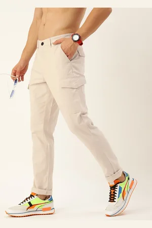 HARVARD Men Classic Solid Slim Fit Cargos