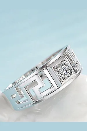 Meenaz Men Set Of 2 Silver-Plated AD Studded Adjustable Finger Rings
