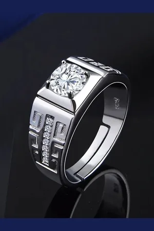 Meenaz Men Set Of 2 Silver-Plated AD Studded Adjustable Finger Rings