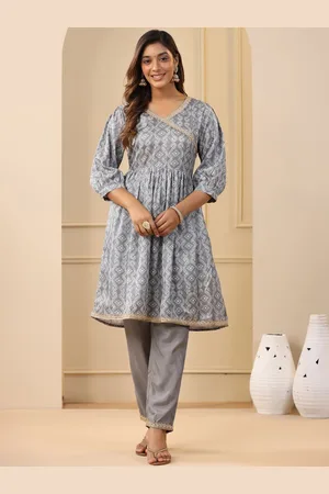 Jaipur Bandhani Printed Angrakha Kurta With Trousers