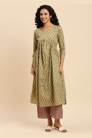GUFRINA Ethnic Motifs Printed Gotta Patti Empire Kurta With Palazzos