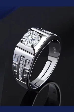 Meenaz Men Set Of 2 Silver-Plated AD Studded Adjustable Finger Rings