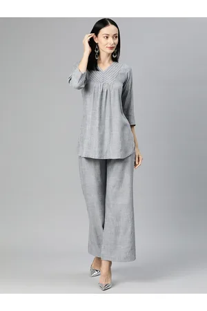 Cottinfab Women Solid Top with Palazzos