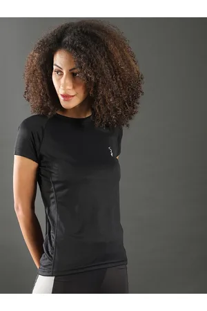 Campus Women Black Slim Fit T-shirt