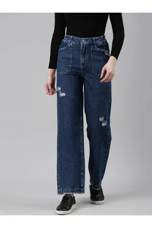 SHOWOFF Women Jean Straight Fit Mildly Distressed Cotton Jeans