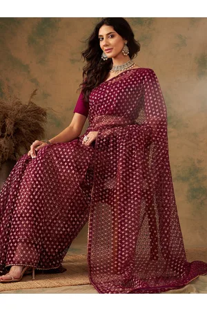 Sangria Geometric Woven Design Zari Net Saree