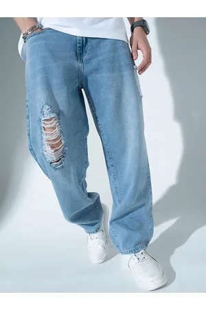 Hubberholme Men Slash Knee Pure Cotton Relaxed Fit Jeans