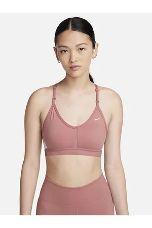 Nike Dri Fit Indy Light-Support Padded Glitter Sports Bra Pink