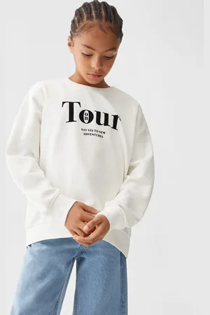 MANGO Girls Pure Cotton Typography Printed Sweatshirt