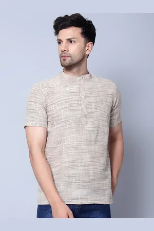 Latest Chikan Garments Band Collar Short Sleeves Straight Kurta