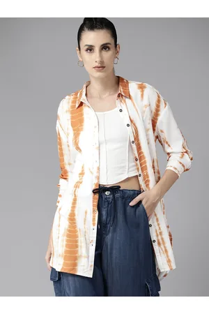 Roadster The Lifestyle Co. Tie & Dye Dyed Casual Longline Shirt
