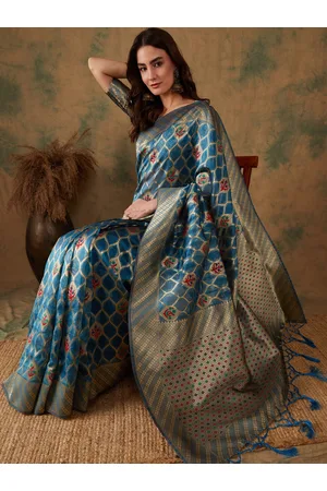 Sangria Ethnic Motif Woven Design Organza Saree