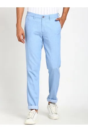 Turtle Men Relaxed Skinny Fit Cotton Linen Trousers
