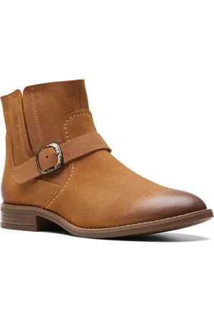 Clarks Women Buckled Suede Mid-Top Regular Boots