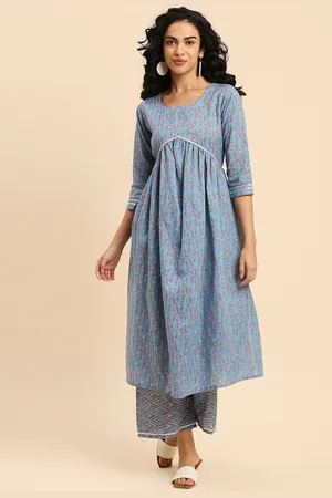GUFRINA Floral Printed A-Line Kurta with Palazzos