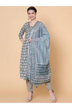Bani Women Geometric Printed Regular Pure Cotton Kurta With Trousers & Dupatta