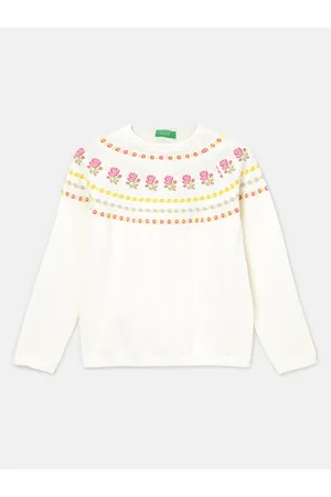 Benetton Girls Floral Printed Cotton Pullover