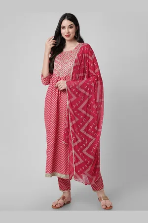 Amayra Chevron Printed Gotta Patti Kurta With Trousers & Dupatta
