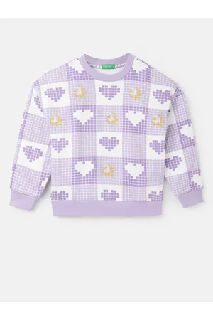 Benetton Girls Geometric Printed Pullover Sweatshirt