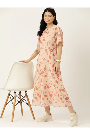 Mast & Harbour Floral Print Keyhole Neck Maxi Dress