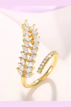 Designs & You Gold-Plated Cubic Zirconia Studded Finger Ring