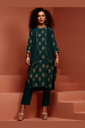 IMARA Ethnic Motifs Printed Kurta & Trousers With Dupatta