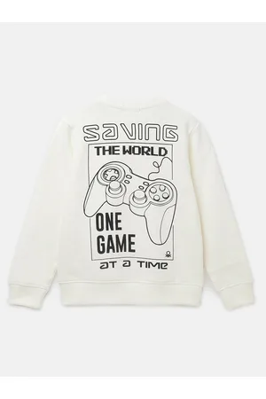 Benetton Boys Typography Printed Cotton Pullover