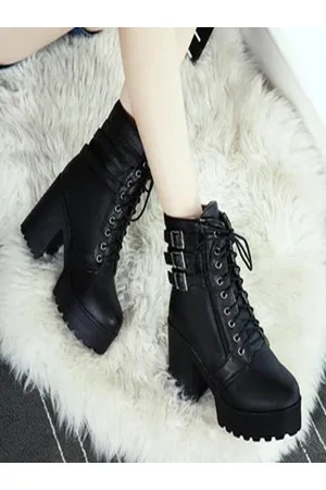 Shoetopia Girls Mid Top Chunky Boots