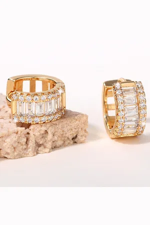 Designs & You Gold Plated Contemporary Hoop Earrings