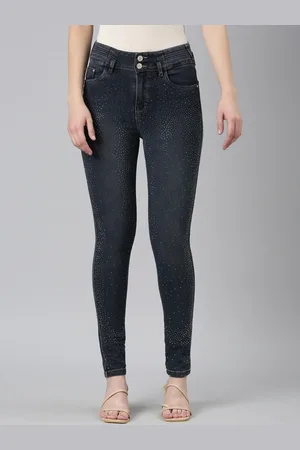 SHOWOFF Women Jean Straight Fit Embellished Stretchable Jeans
