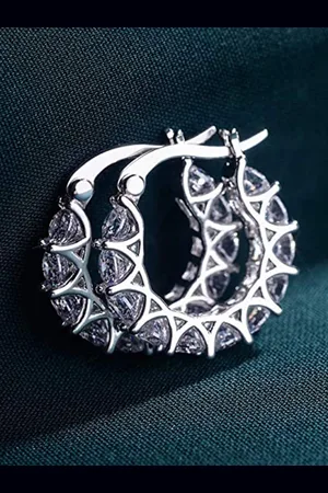 Designs & You Silver Plated American Diamond Contemporary Chandbalis