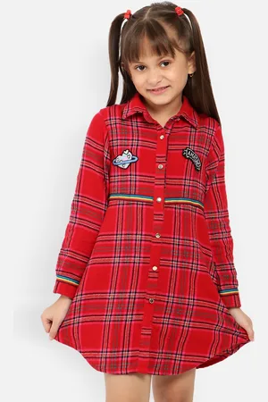 Nauti Nati Girls Checked Applique Detail Pure Cotton Shirt Dress